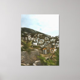 Kayakoy Historische Griekse huizen Kunstmatig Abst Canvas Afdruk