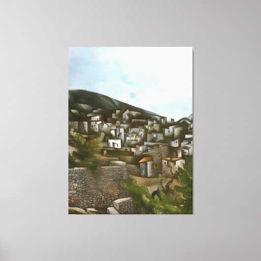 Kayakoy Historische Griekse huizen Kunstmatig Abst Canvas Afdruk (Voorkant)