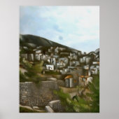 Kayakoy Historische Griekse huizen Kunstmatig Abst Poster (Voorkant)