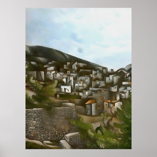 Kayakoy Historische Griekse huizen Kunstmatig Abst Poster (Voorkant)