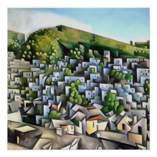 Kayakoy Historische Settlement Geometric Art Perfect Poster