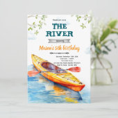 Kayaks birthday party invitation kaart (Staand voorkant)