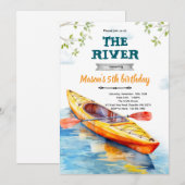 Kayaks birthday party invitation kaart (Voorkant / Achterkant)