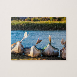 Kayaks op de Puzzle-rivier Legpuzzel