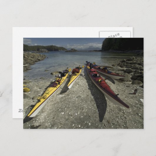 Kayaks op Dicebox Island, Broken Island Group, Briefkaart (Voorkant / Achterkant)