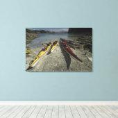 Kayaks op Dicebox Island, Broken Island Group, Canvas Afdruk (Insitu (Houten vloer))