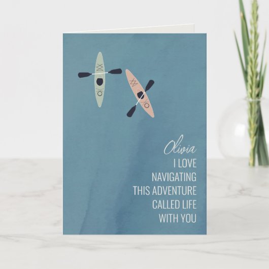 Kayaks op een meer vriendschapsgroet kaart (Voorkant)