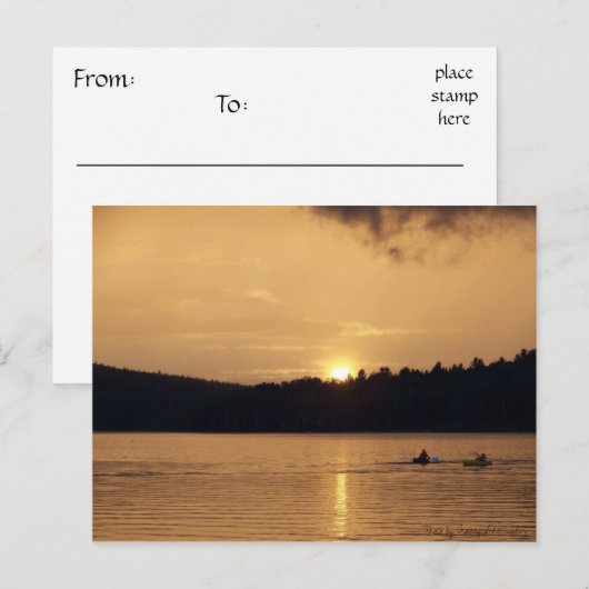 Kayaks op het meer bij het Sunset Briefkaart (Voorkant / Achterkant)