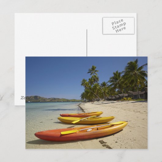 Kayaks op het strand, Plantation Island Resort Briefkaart (Voorkant / Achterkant)