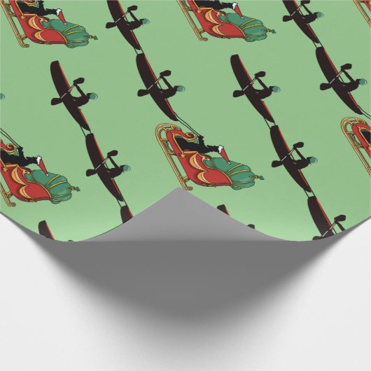 Kayaks Pulling Santa's Sleigh Wrapping Paper Cadeaupapier (Hoek)