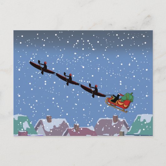 Kayaks Pulling Sleigh Folded Wenskaart Briefkaart (Voorkant)