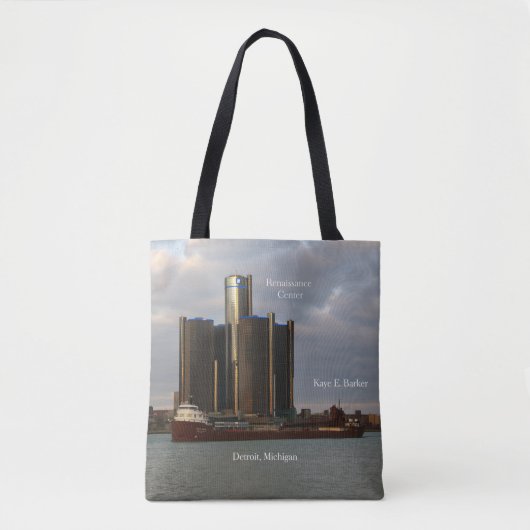 Kaye E. Barker & Ren Cen Detroit over de hele canv Tote Bag (Voorkant)
