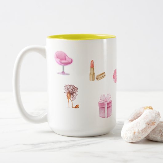 Kaye en Summer Whimsical Tweekleurige Koffiemok (Met donut)