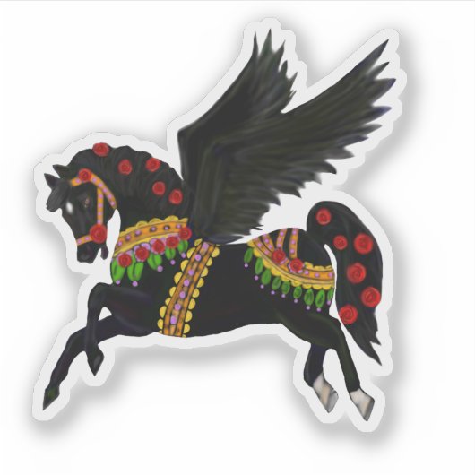 Kayemess Black Carousel Pegasus Sticker (Voorkant)