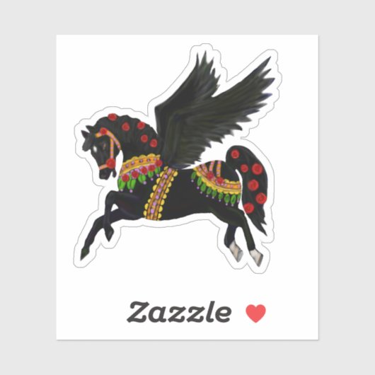 Kayemess Zwarte Carousel Pegasus Sticker (Vel)
