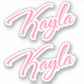 Kayla Decoratieve Naam in Roze x2 Sticker (Voorkant)