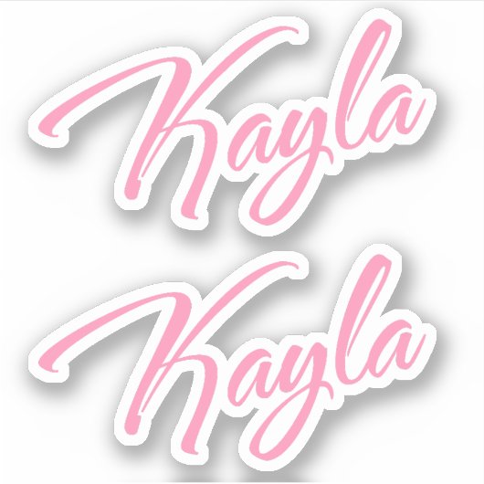 Kayla Decoratieve Naam in Roze x2 Sticker (Voorkant)