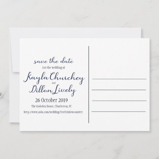 Kayla & Dillon's definitieve save the date Kaart (Achterkant)