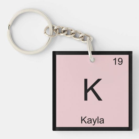 Kayla  Naam Scheikunde Element Periodiek Systeem Sleutelhanger (voorkant)
