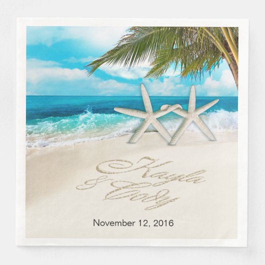KAYLA Starfish Paar VRAAG 4 UW NAMEN IN HET ZAND Servet (Voorkant)