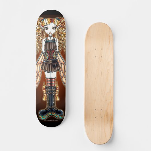 "Kayla" Steampunk Fairy Art Skateboard (Voorkant)