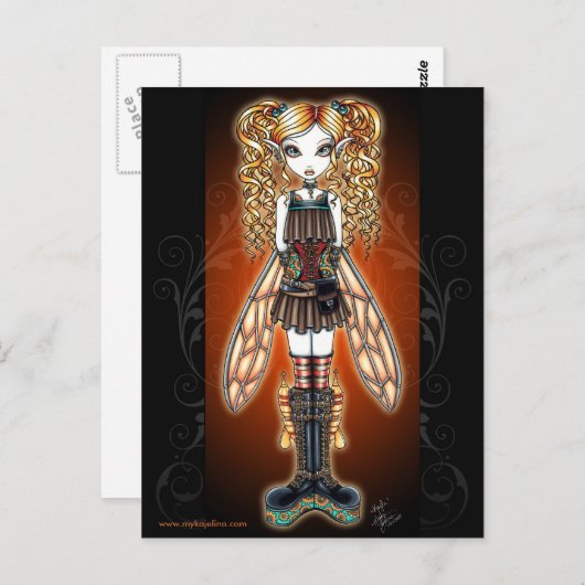 "Kayla" Steampunk Fairy Briefkaart (Voorkant / Achterkant)