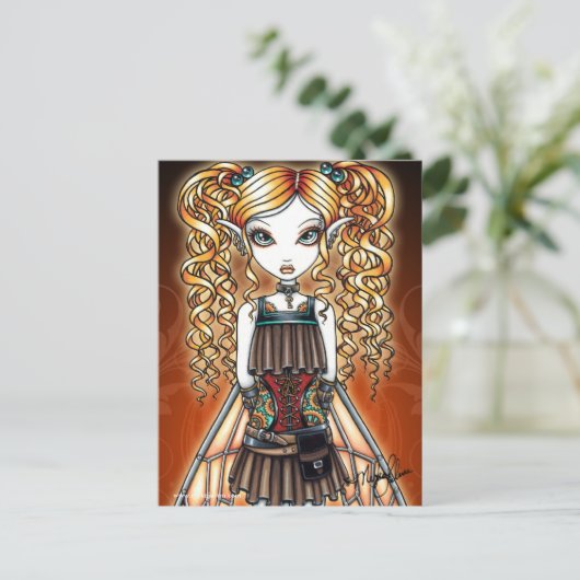 "Kayla" Steampunk Fairy Sluit Briefkaart af (Staand voorkant)