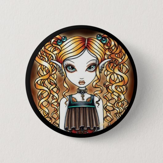 "Kayla" Steampunk Fairy Sluit Pinback Button af (Voorkant)