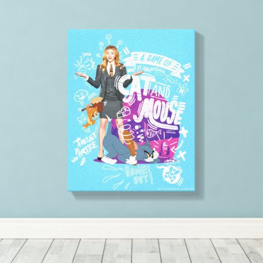 Kayla, Tom & Jerry - A Game of Cat And Mouse Canvas Afdruk (Insitu (Houten vloer))