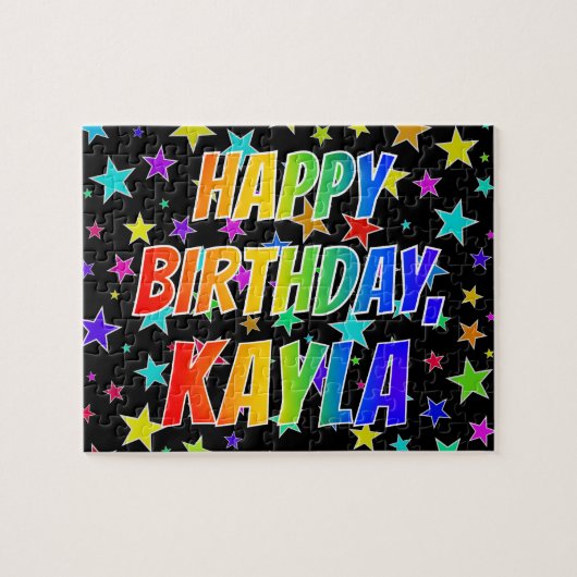 "KAYLA" voornaam, geun "HAPPY BIRTHDAY" Legpuzzel (Horizontaal)
