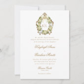 Kayleigh Geel Gouden Crest Bloemen Huwelijk Kaart (Voorkant)