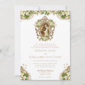 Kayleigh  White Floral katholieke bruiloft Kaart (Voorkant)