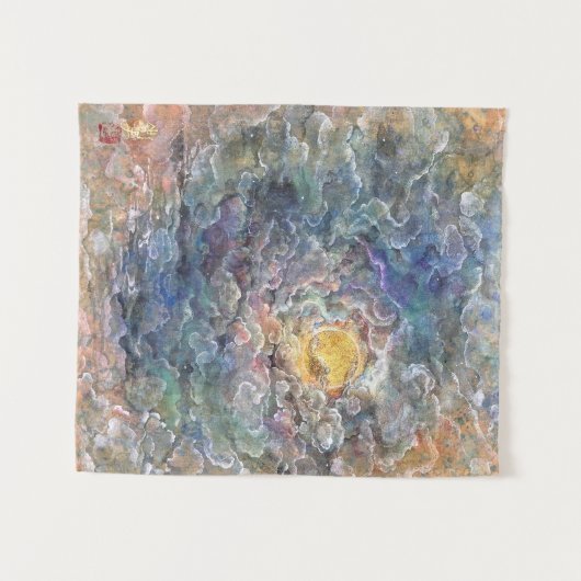 Kayoiji: Moon's Journey Through Ethereal Clouds Wandkleed (Voorkant (horizontaal))