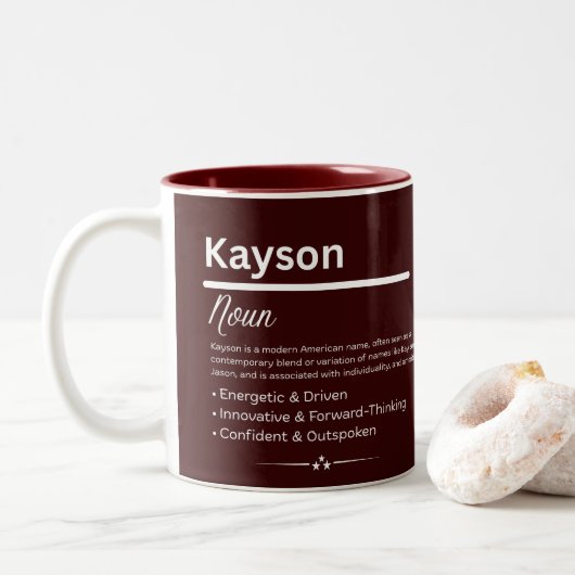 Kayson Gepersonaliseerde Naam Tweekleurige Koffiemok (Met donut)