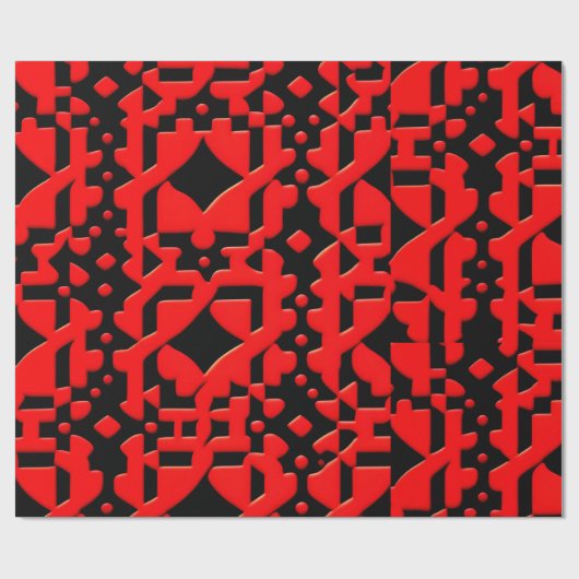 Kazachs Batik rood geometrisch patroon Cadeaupapier (Vlak)