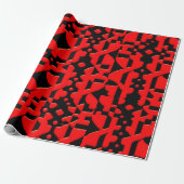 Kazachs Batik rood geometrisch patroon Cadeaupapier (Uitgerold)