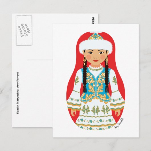 Kazachs Matryoshka Briefkaart (Voorkant / Achterkant)