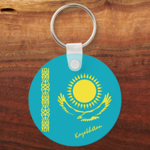 Kazachse vlag en Kazachse patriotten/sport Sleutelhanger