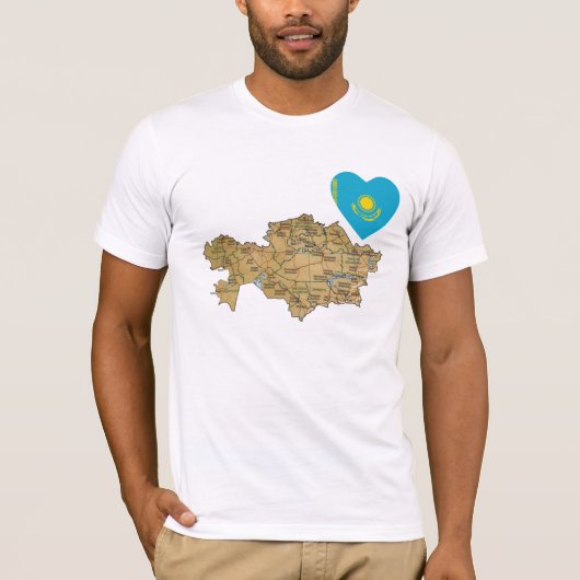 Kazachse vlag Heart en Map T-Shirt (Voorkant)