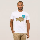 Kazachse vlag Heart en Map T-Shirt (Voorkant volledig)