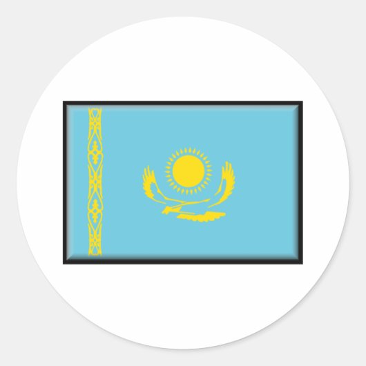 Kazachse vlag ronde sticker (Voorkant)