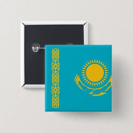 Kazachse vlag vierkante button 5,1 cm (Voorkant /achterkant)