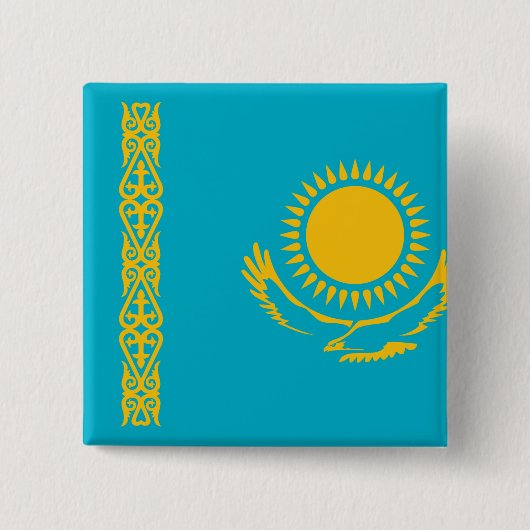 Kazachse vlag vierkante button 5,1 cm (Voorkant)