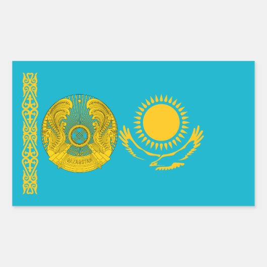 Kazachstaanse vlag & Nationaal embleem, Kazachstan Rechthoekige Sticker (Voorkant)