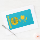 Kazachstaanse vlag & Nationaal embleem, Kazachstan Rechthoekige Sticker (Envelop)