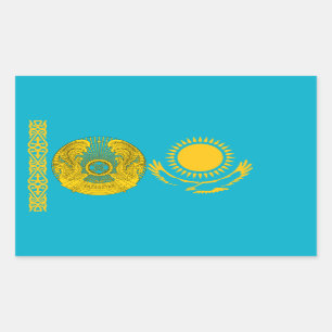 Kazachstaanse vlag & Nationaal embleem, Kazachstan Rechthoekige Sticker