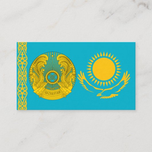 Kazachstaanse vlag & Nationaal embleem, Kazachstan Visitekaartje (Voorkant)