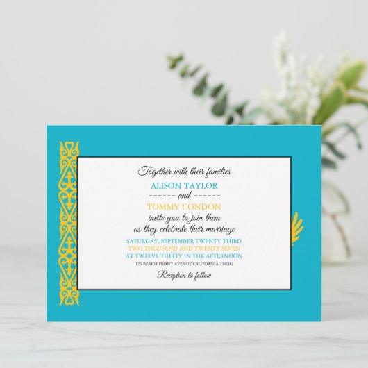 Kazachstaanse vlag, vlag van Kazachstan bruiloft Kaart (Staand voorkant)