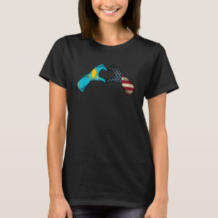 Kazachstan - Amerikaanse vlag - VS Kazachstan Hear T-shirt