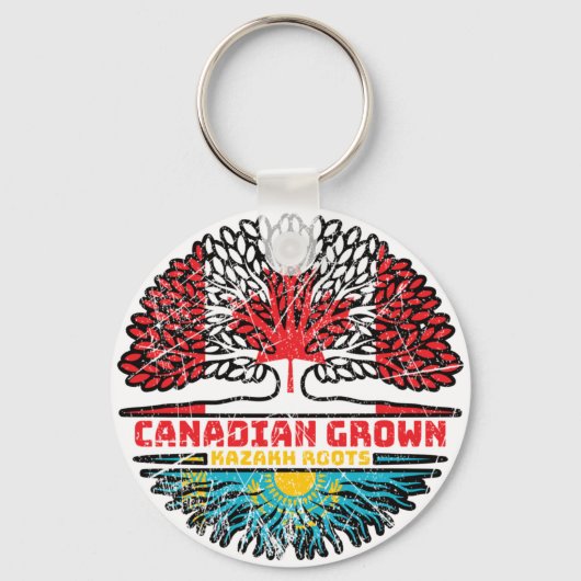 Kazachstan: Canadese vlag over bomen Sleutelhanger (Voorkant)